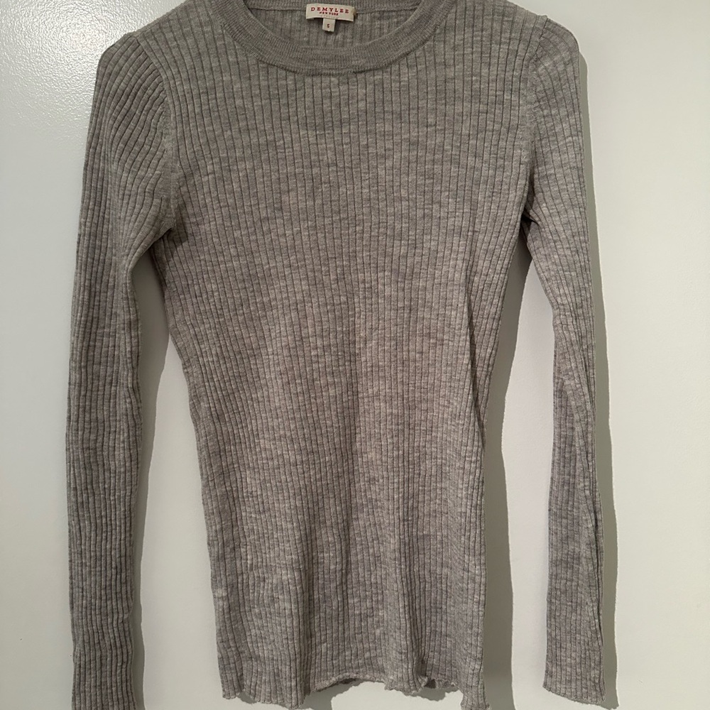 Demylee Heather Gray Ribbed Long Sleeve Tee